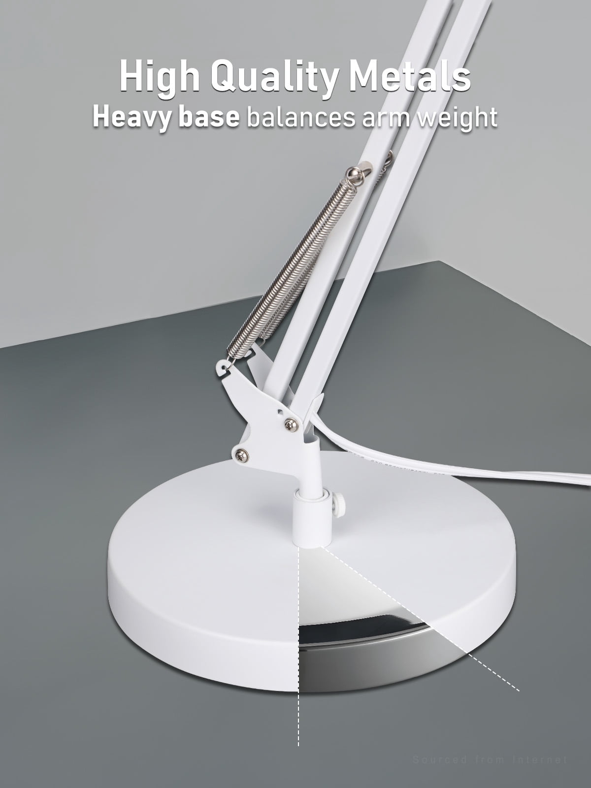 2 Pack Adjustable Metal Table Lamp, Large Size Max Height 29.7", E26 Base, Swing Arm Desk Light with Wooden Accent, White
