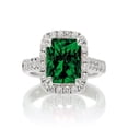 thumbnail image 1 of 1.5 Carat Cushion Cut Emerald Halo Engagement Ring for Women on 10k White Gold, 1 of 1