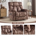 thumbnail image 3 of Bonzy Home Large Power Lift Recliner Chair with Massage and Lumbar Heating for Elderly Big People, Overstuffed Wide Recliners with 2 Concealed Cup Holders and Side Pocket, Brown, 3 of 12