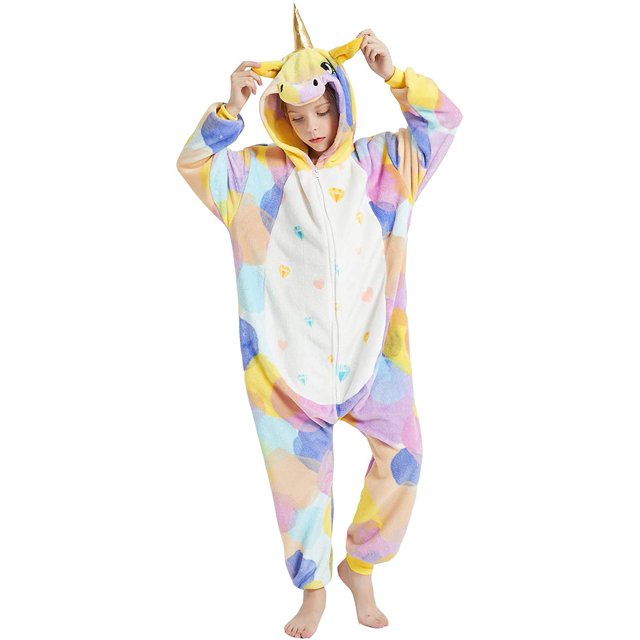Combinaisons de Nuit pour Enfants à Capuche en Flanelle - Pyjama une Pièce pour Garçons et Filles, Vêtement de Nuit, Robe de Chambre pour Enfant, 4-8 Ans