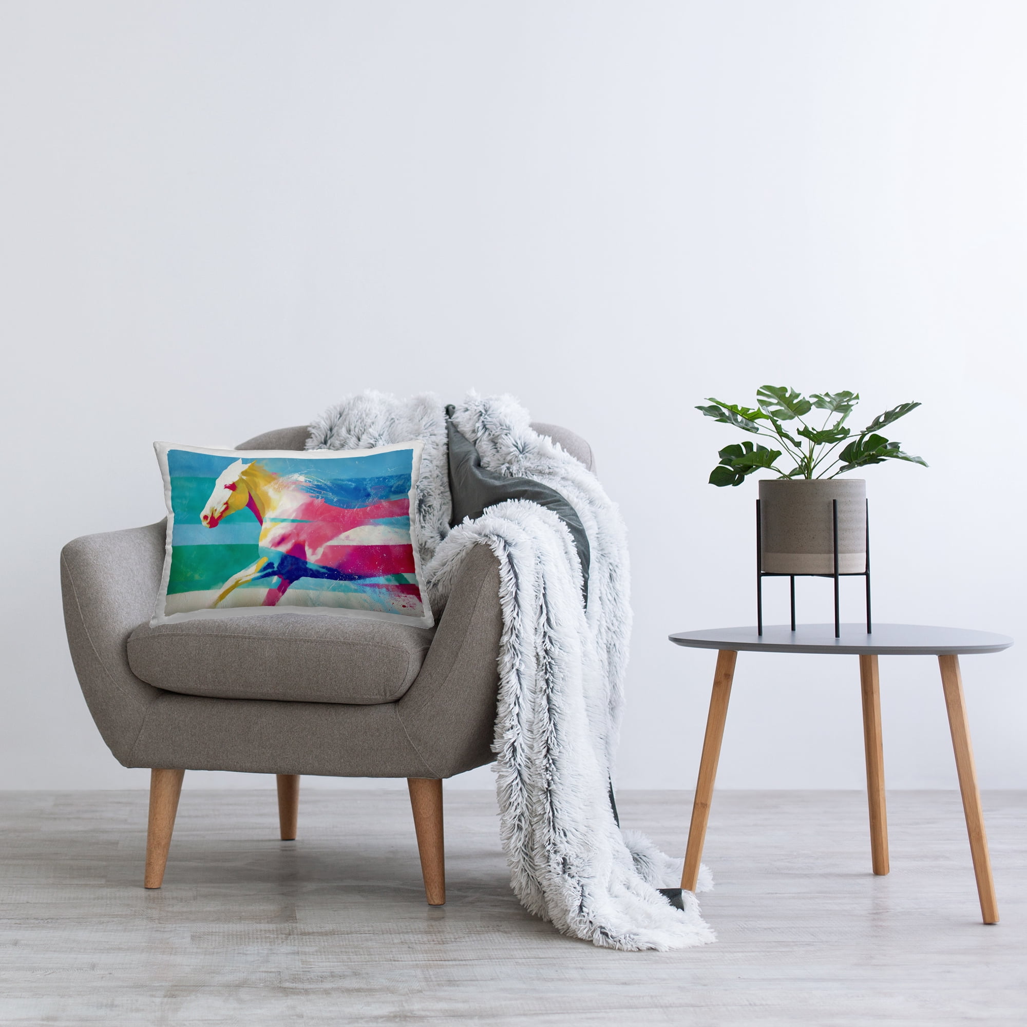 Stupell Industries Abstract Horse In Stripes Decorative Printed Throw Pillow, design by Chromatic Storm Studio, 14 x 7 x 20
