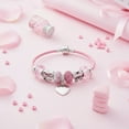 thumbnail image 3 of Bling Jewelry Womens My Loving Wife Engraving Heart Charm Multi Bead Bracelet Pink Leather Sterling Silver Clasp, 3 of 4