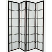 Legacy Decor Double Cross Shoji Screen 4 Panel Room Divider, 71" Tall, Espresso