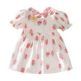 thumbnail image 1 of WEAIXIMIUNG Robes de Bal Courtes Bouffantes pour Filles Manches Courtes Imprimé Fraise Robe de Danse Vêtements 2-3 Ans, 1 of 6