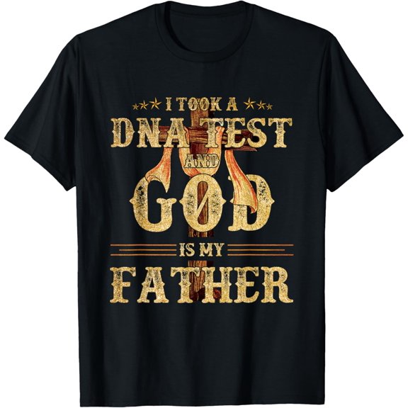 I Took A Dna Test And God Is My Father Faith Christianity T-ShirtMen and women, White Black T-shirt, size: Extra large S-1046XL