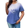 thumbnail image 1 of Posijego Hauts Grande Taille pour Femmes avec Imprimé Graphique Cœur Manches Courtes T-Shirts d'Été Tunique pour Femmes, 1 of 7