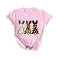 thumbnail image 2 of Cavosen Happy Easter Cute Tops for Women Short Sleeve Summer Bunny Print Pullover Blouse Crewneck Holiday Shirts Vacation Festival Tee Shirts Casual Dressy T Shirts Pink 2XL, 2 of 5