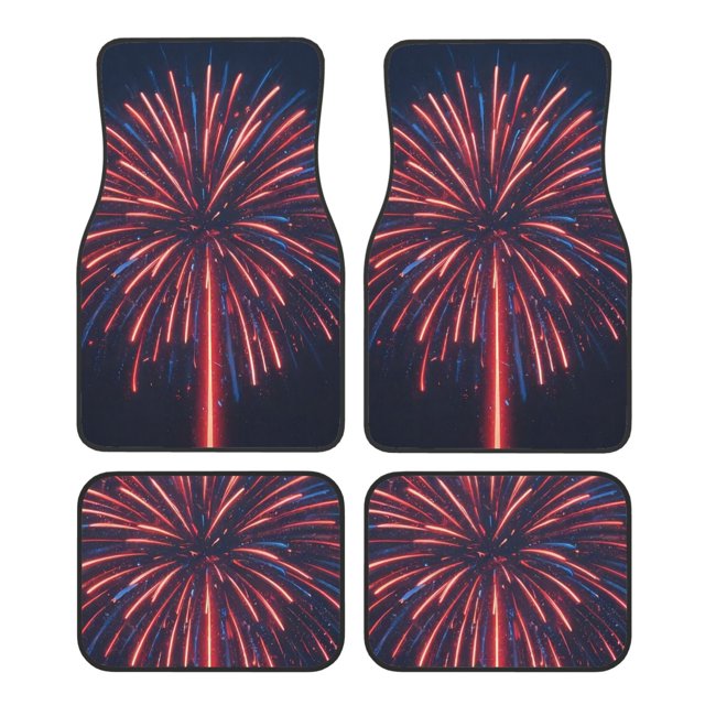 Fotbe Fireworks3 Juego de 4 Tapetes para Auto con Estampado – Alfombrillas de Goma Reforzada, Diseño Antideslizante, Protección para Todo el Año – Vehículos, Autos, Camionetas y SUVs