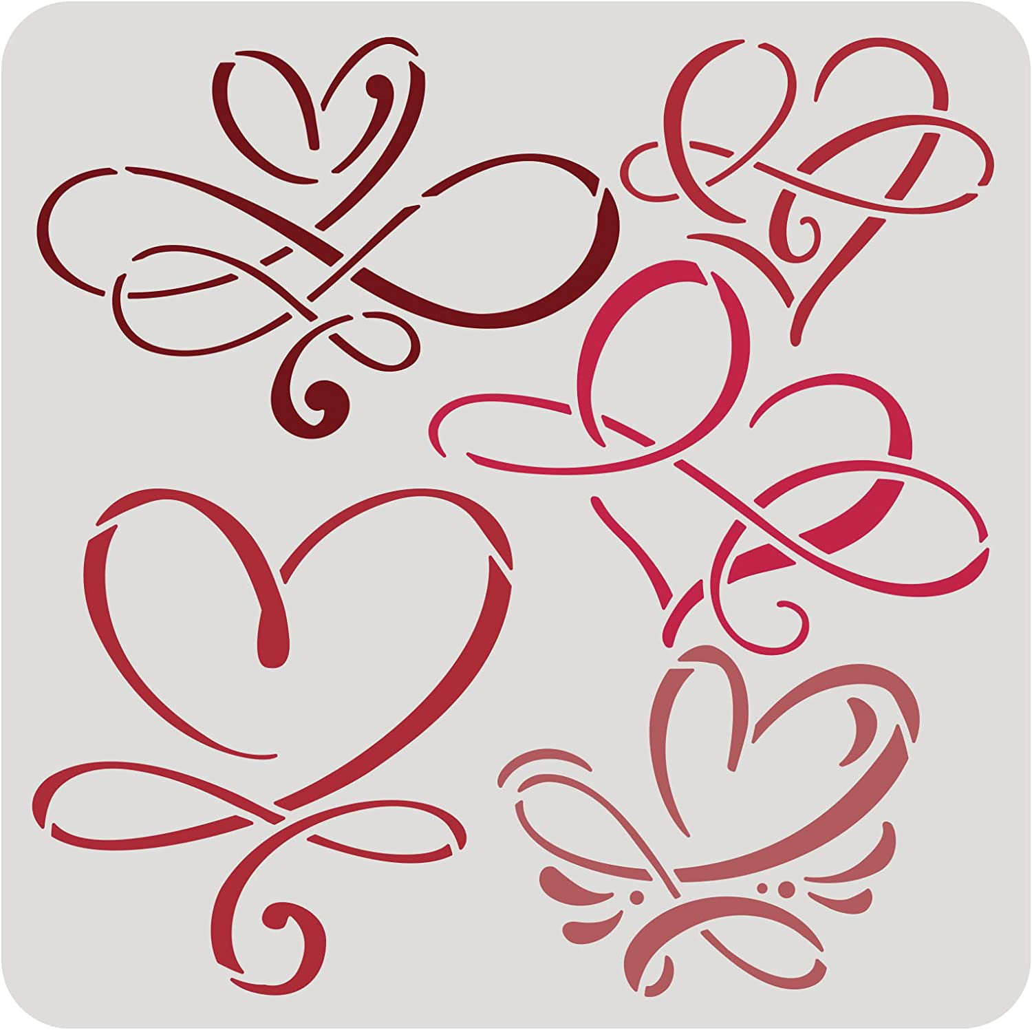8pcs Valentine's Day Stencils, 7.87 Inch Love Heart Arrow Stencil Reusable,  Valentine Cupid, Heart Shape Rose Lips Template For Painting On Wood Gift