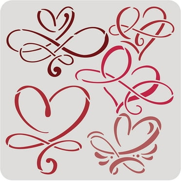 Love Sign Stencil 12x12" Infinity Heart Plastic Reusable Drawing Stencils Decoration Template for DIY