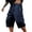 Blue, variant on Venzia Men Drawstring Elastic Waist Cargo Capri Shorts Zipper Pocket Sport Shorts