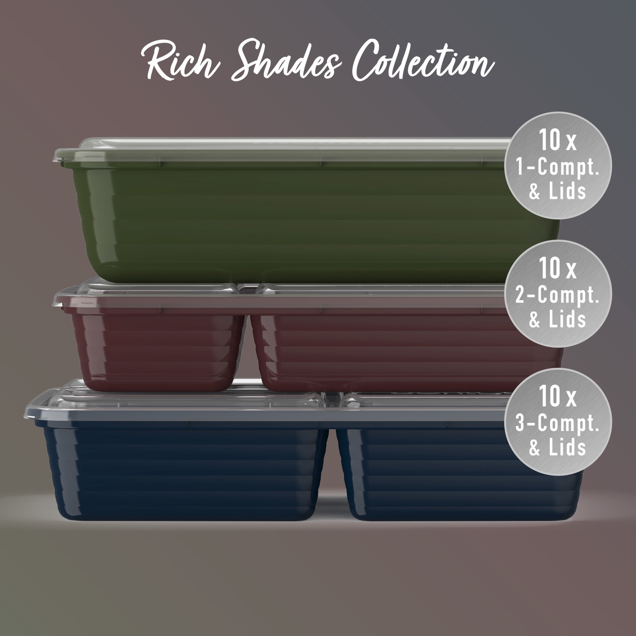 Bentgo Prep 60-Piece Meal Prep Kit - Rich Shades Collection