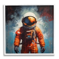 Stupell Industries Abstract Astronaut Portrait Abstract Painting White Framed Art Print Wall Art, 17 x 17