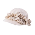 thumbnail image 2 of BotaniNest Japanese Style Pleated Ruffle Beret – Casual Knit Cap With Lace Trim For Autumn Winter, 2 of 7