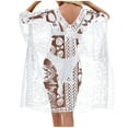 thumbnail image 2 of JGGSPWM Elegant Lace Beach Cover Up for Women, Bathing Suit Cover Up, V-Neck Swimsuit Coverup, Pool Swimwear Crochet Dress White Free Size, 2 of 8