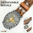 thumbnail image 5 of SUOSDEY Floral Embossed Unisex Leather Longhorn Bull Cowboy Cowgirl Belt, Brown Gold Bull,1.5", 30" - 32", 5 of 7