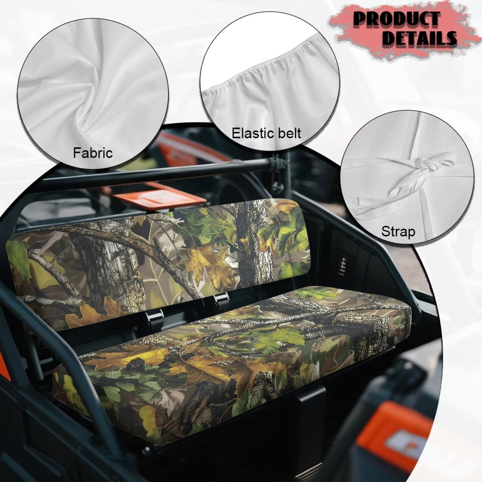 Uorisanigo UTV Seat Covers Set Dustproof Camouflage Hunting Mule Seat Cover Cushion Suitable for Kawasaki Mule 4010 4x4 2009-2025 Full Protection Covers, Anti-Slip UTV Accessories