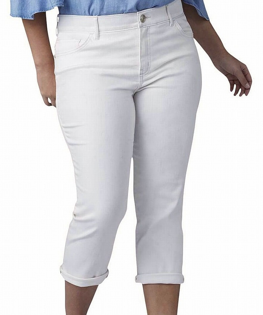 Lee Women Capri Jeans OffWhite Ivory Plus MidRise RolledCuff 20W