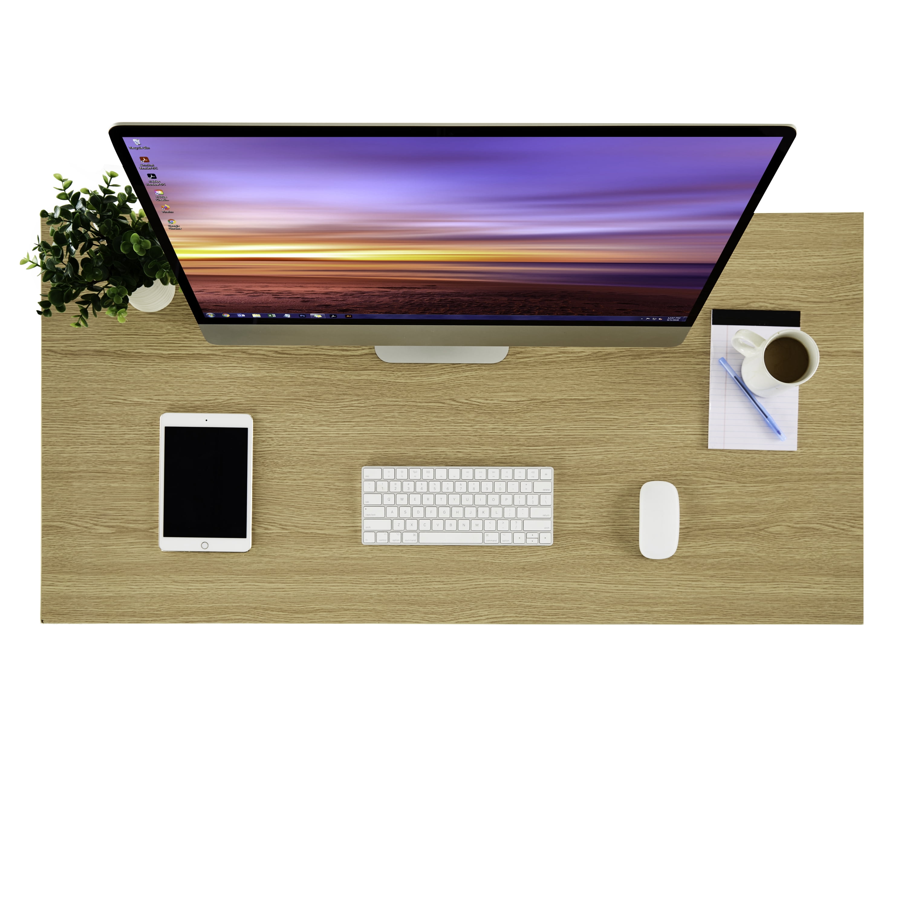 AIRLIFT 47" Electric Height Adjustable Standing Desk with Single Motor, Birch Wood Desktop