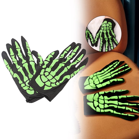 Clearance Hand protection equipment under $5,Halloween Bone Skeleton Goth Racing Full Gloves 1PC