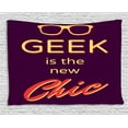 thumbnail image 1 of Geek Tapestry, Typography Art Motivational Geek Quote for Hipster Subsculture Theme, Wall Hanging for Bedroom Living Room Dorm Decor, 80W X 60L Inches, Purple Mustard and Vermilion, by Ambesonne, 1 of 2