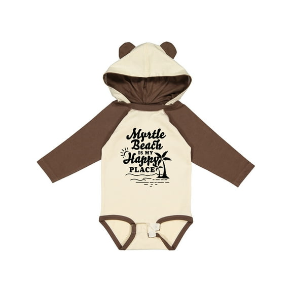 Inktastic Myrtle Beach is My Happy Place with Palm Trees Boys or Girls Long Sleeve Baby Bodysuit