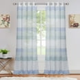 thumbnail image 1 of Haperlare Sheer Curtains for Living Room 52"W x 72"L Striped Farmhouse Light Filtering Window Curtain for Bedroom, Aqua Blue, 2 Panels, 1 of 6