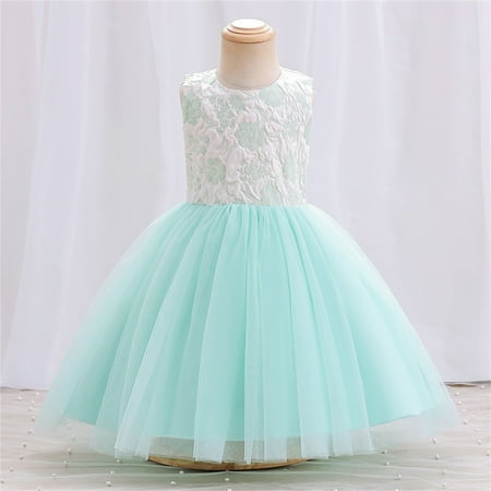 

Huilaibazo 0-3Y Kids Girls Dress Children Baby Girls Summer Solid Color Ruffle Gauze Tulle Sleeveless Party Princess Dress