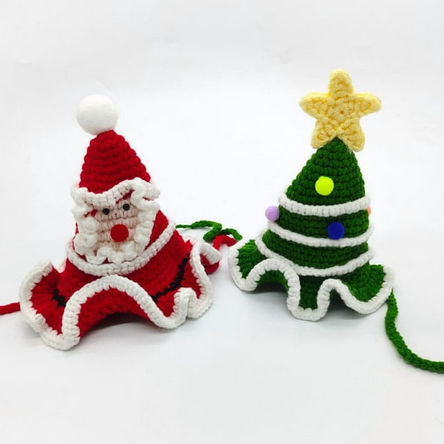 Gorro de Papá Noel Tejido a Mano En Lana para Mascotas | Apto para Gatos y Perros | Elaborado Artesanalmente | Accesorio Navideño Festivo | 1 Unidad