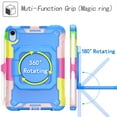 thumbnail image 6 of Allytech Case for iPad Mini 6 8.3" 2021, iPad Mini 6th Gen Case for Kids, Hard PC + TPU Hybrid Shockproof 360 Rotatable Grip Handle Foldable Stand Shoulder Strap Cover with Pen Holder, Colorful Blue, 6 of 9