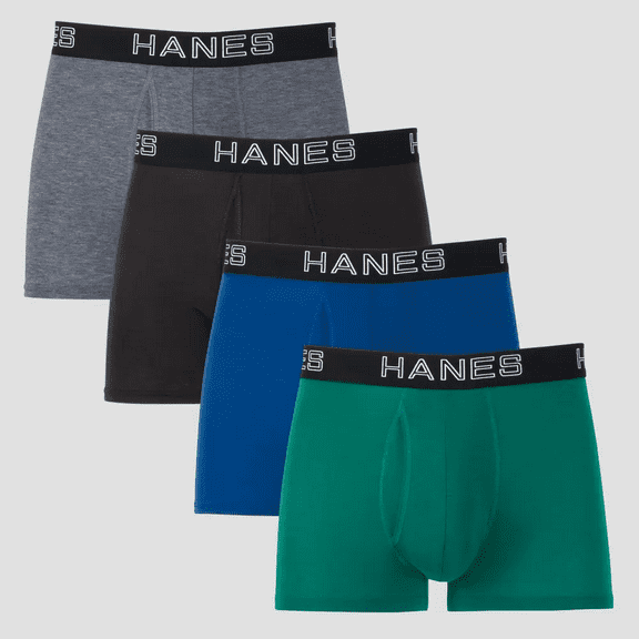 Hanes Premium Men's 3pk Trunks with Anti Chafing Total Support Pouch - Blue, Small
