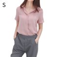 thumbnail image 1 of Camisa de gasa Mujer Blusa de manga corta de verano Top informal suelto, Rosa, S Sweethay AP001402-06B, 1 of 7