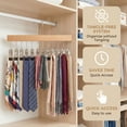 thumbnail image 3 of Unique Bargains Space Saving Wood Hat Hangers With 12 Hooks Natural, 3 of 6