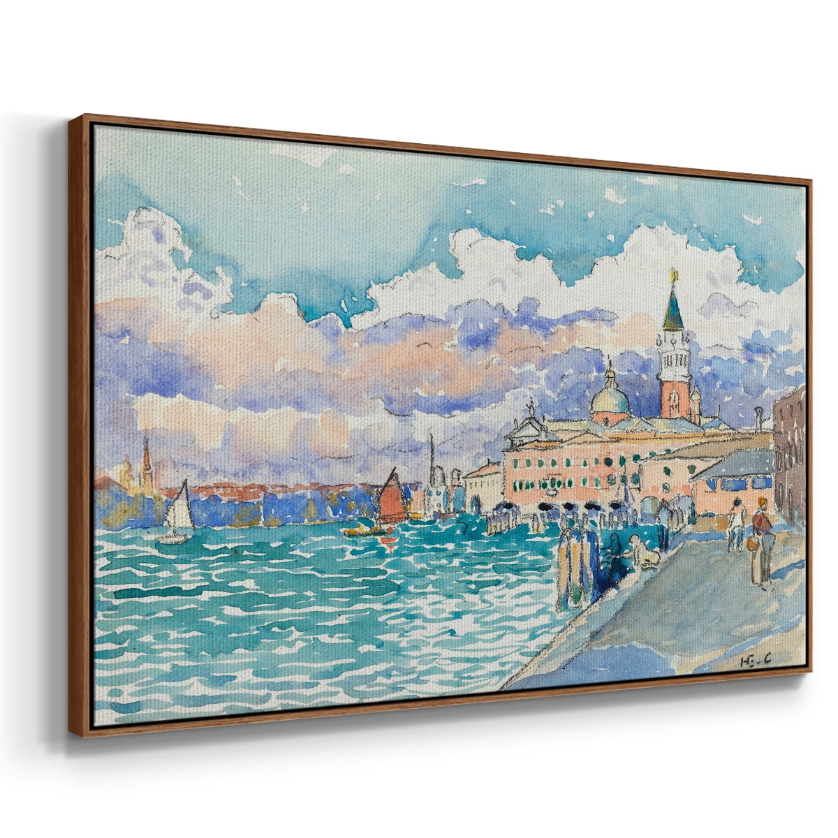 Vintage Landscape-CXVII By Wexford Home Framed in Walnut Wood Gallery Wrapped Canvas 17 in. x 25 in.