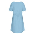 thumbnail image 6 of ClodeEU Women's Summer V Neck Short Sleeve T Shirt Dress,Loose Fit Casual Mini Dress Light Blue,Women's Plus M, 6 of 8