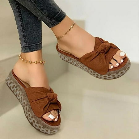 

NEGJ Women s Fashion Bowknot Large Size Platform Wedge Sandals And Slippers