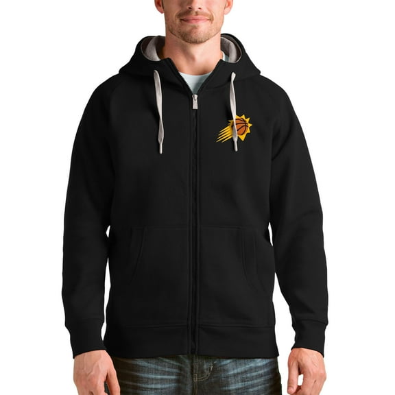 Men's Antigua Black Phoenix Suns Logo Victory Full-Zip Hoodie
