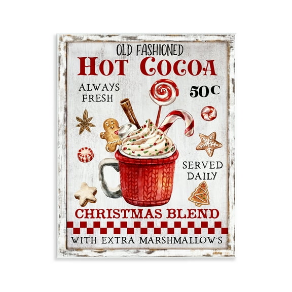 Stupell Industries Vintage Hot Cocoa Holiday Painting Unframed Art Prints Wall Art, 11 x 14