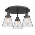 thumbnail image 3 of 916-3C-BK-G62 Innovations Lighting Cone - 3 Light Flush Mount In Art Deco Style-9.25 Inches Tall and 18 Inches Wide-Matte Black Finish-Clear Glass, 3 of 5