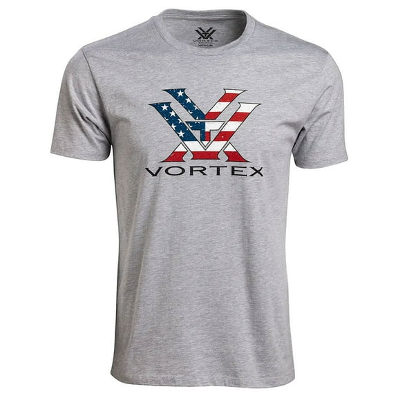 VORTEX Adult Male Stars and Stripes Short Sleeve T-Shirt, Color: Gray Heather, Size: 2XL