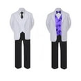 thumbnail image 2 of 5-7pc Formal Black White Suit Set Purple Bow Long Tie Vest Boy Baby Sm-20 Teen, 2 of 3