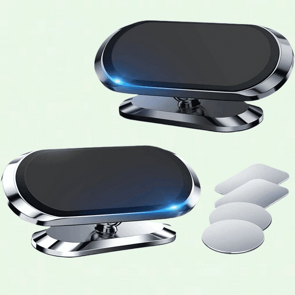 2 Pack Magnetic Phone Holder for Car, Strong Magnet with 4 Metal Plates, 360° Rotation, Universal Dashboard Adhesive Mount