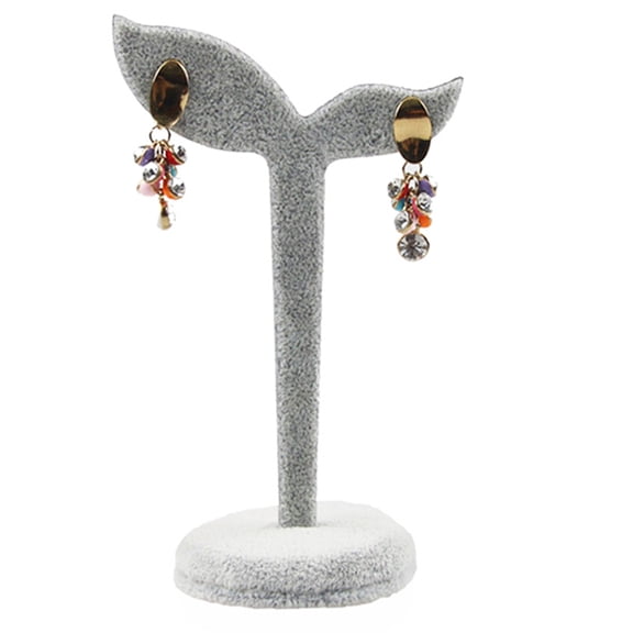 Velvet Earring Display Stand Props Stud Earrings Holder Rack Storage 12CMx7CM(Grey)