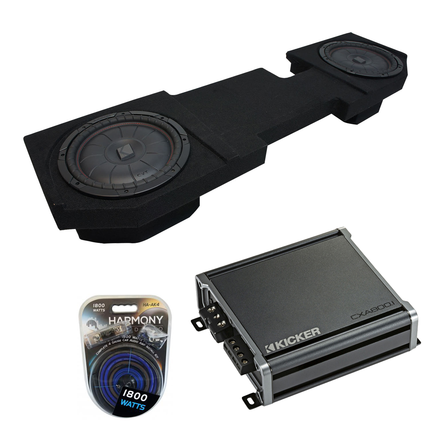 Compatible with 0215 Dodge Ram Quad Crew Kicker Bundle CompVT CVT12 Dual 12" Sub Box CXA800.1