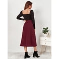 thumbnail image 3 of Falda midi de cintura alta, falda elástica vintage de corte A, falda de pana, 3 of 5