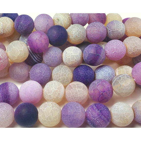 12mm 14 Inches Purple Matte Agate Round Beads Genuine Gemstone Natural Jewelry Making