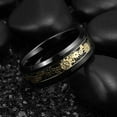 thumbnail image 2 of Wedding Rings Men or Women. 8mm Black Tungsten Band Yellow Gold Gears Inlay, 2 of 5