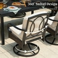 thumbnail image 6 of 7-Piece Outdoor Patio Dining Set with 2 Swivel Cushioned Chairs, 4 Club Chairs & Wood-look Patio Table with Umbrella Hole for 6 People, Beige, 6 of 14
