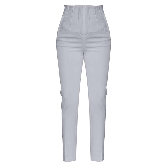 Pantalones de vestir Prolriy para mujer, tallas grandes, cintura alta, elásticos, para trabajo, informales, rectos, de negocios, con bolsillo, color gris, talla S