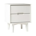 thumbnail image 5 of Mid-Century Modern 2-Drawer Solid Pine Wood Nightstand with Cutout Handles - White, Versatile Side Table for Bedroom &amp; Living Room, 20"W x 16"D x 24"H, 5 of 5